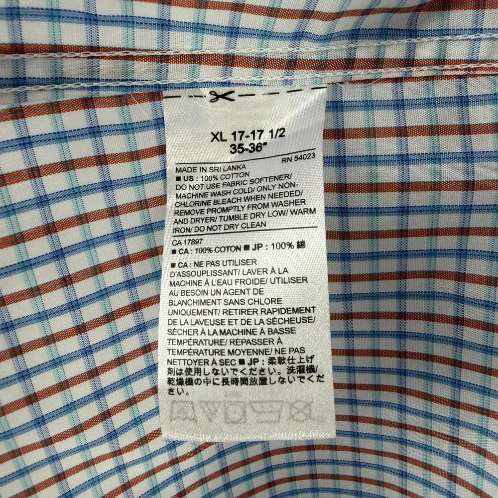 Banana Republic Shirt Mens XL 17-17.5 35-36 Blue Plaid Non-Iron Standard Fit NWT